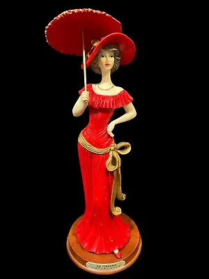 Vtg La Verona Lady In Red With Umbrella Figurine • $25