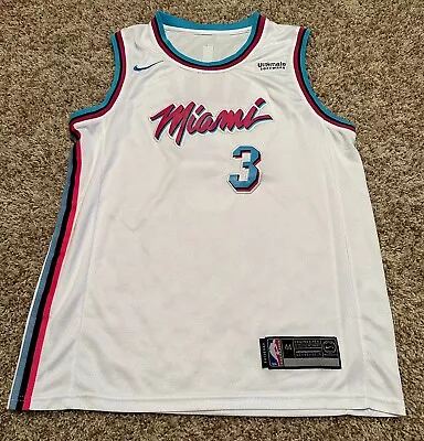 Nike NBA Dwyane Wade Miami Heat City Edition Swingman Jersey White Vice 44 • $50