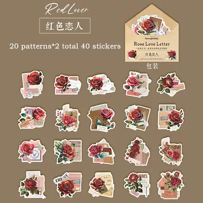 Vintage Rose Letter Paper Stickers Junk Journal Diary Decorative Collage Crafts • $3.49