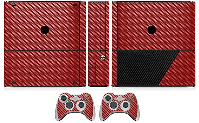 Red Carbon Fiber Vinyl Skin Sticker For Xbox360 Slim E And 2 Controller Skins • $9.99