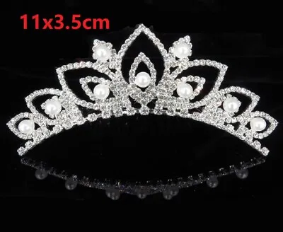 $7.95 • Buy Rhinestone Tiara Crown Princess Flower Pearl Girl Bridal Birthday Wedding Comb