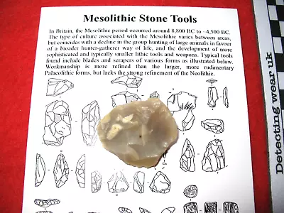 Mesolithic Flint Stone Age Tool Knife Scraper Well Made UK Find #25 • $12.43