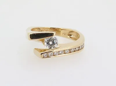 .Vintage 9k Yellow Gold Moissanite & Diamond Set Cocktail Ring Val $2465 • $849