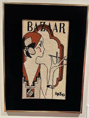 Vintage Art Deco HARPER'S Bazaar Magazine Needlepoint Beautifully Framed • $150