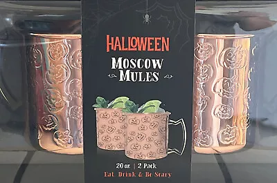 Set Of 2 Moscow Mule Halloween Pumpkin Stainless Steel Drinking Cups Barware • $12