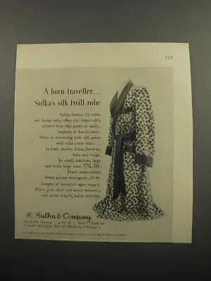 1951 A. Sulka Silk Twill Robe Ad - A Born Traveller • $19.99