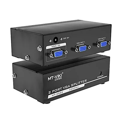 2 Port Powered VGA Splitter 1 In 2 Out 350Mhz Video Distribution Duplicator F... • $21.46