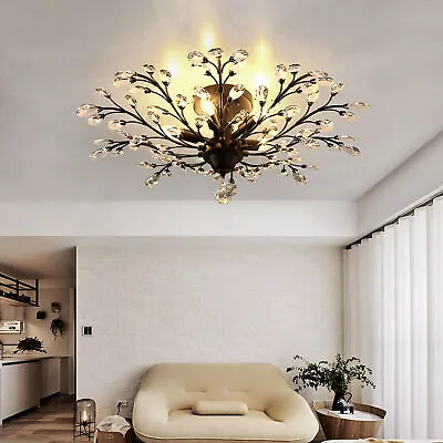5-Lights Crystal Chandelier Light Branches Ceiling Pendant Lamp Vintage Fixture • $73.15