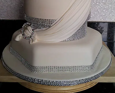 £1.55 • Buy Silver Diamante Rhinestone Effect Band Ribbon Cake Trim Wedding, Sewing 