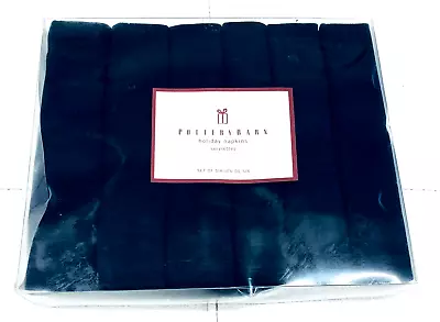 New In Box Set Of 6 Pottery Barn Navy Blue Linen 100% Cotton Napkin Flaw On Box • $20.93