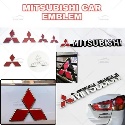 For Mitsubishi Front Rear Red Badge Logo Car Emblem Chrome Badge Car Stickers • $13.83