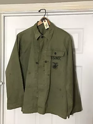 WW2 USMC P44 HBT US Marines Herringbone Utility Shirt Size 38  #4C • $299.99