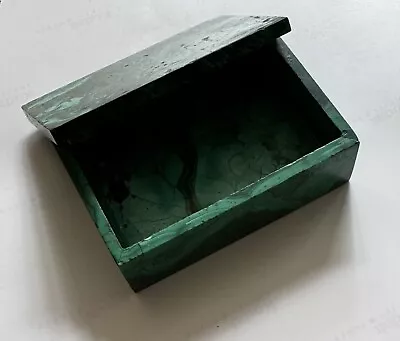 Malachite Stone Trinket Box With Lid 4x2.75” Bought In Africa In 1970’s • $70