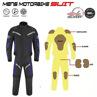 Motorbike Suit Motorcycle Suits Mens Waterproof Jacket CE Trousers Armour Blue • $101.02