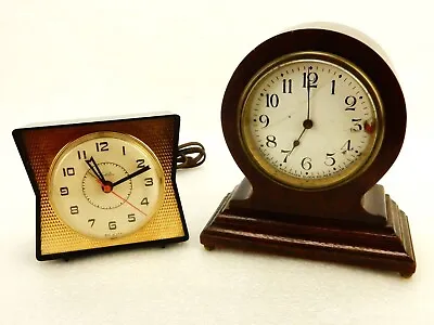Lot Of 2 Vintage Clocks Westclox Alarm New Haven Mini Mantel For Parts Only • $29.95