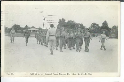 CH-212 MD Fort Gen Meade Drill Of Army Ground Force WWII Era Chrome Postcard • $12.50