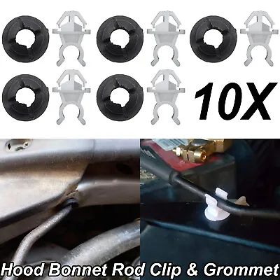 10pcs Hood Bonnet Rod Prop Stay Clip + Grommet For Honda Civic CR-V Accord S2000 • $4.50