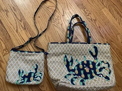 RARE- Vera Bradley Matching Set - Pineapple Crab Design! Crossbody & Tote Bag • $29.99