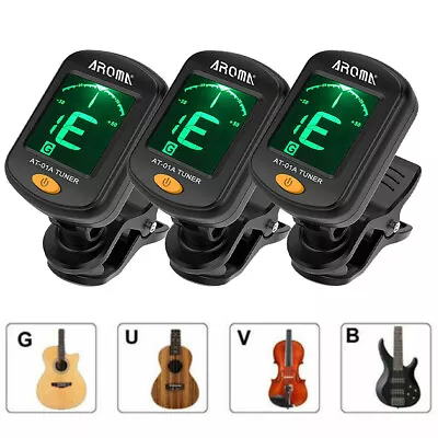 $12.59 • Buy 3XAROMA Clip-on Guitar Tuner LCD Display 440Hz For Chromatic Bass Ukulele Violin