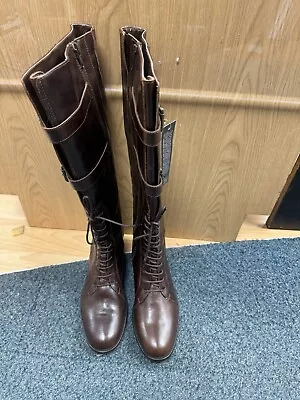 Marks And Spencer’s Autograph Brown Leather Knee High Boots Bnwt Size 9 • £12