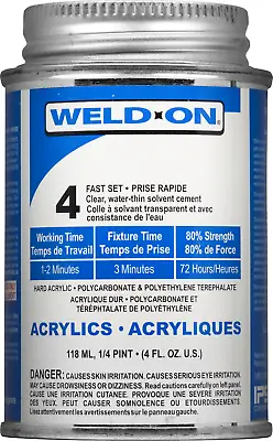 Weld-On #4 - Fast Set Solvent Cement For Acrylics (1/4 Pint) • $12.61