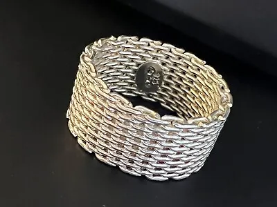 Modern Mesh Band  Ring In Sterling Silver  SZ-5.75   4.3-grams • $19.99