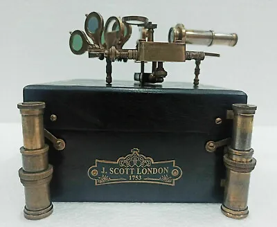 Antique Brass Working Marine Sextant Navigation With Solid Wooden Box Vintage • $52.20