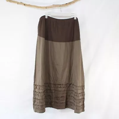 NC New Creation Maternity Long Modest Skirt Size 3X 36 Maxi Brown Ruffle Skirt • $20