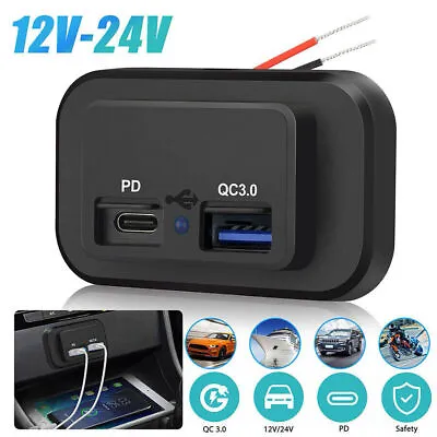 PD Type C USB Port Car Fast Charger Socket Power Outlet Panel Mount Waterproof • $5.09