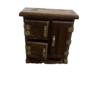 Vintage Oak Wood Dollhouse Miniature Ice Box Furniture Replica Doors Open Shelf • $62.04