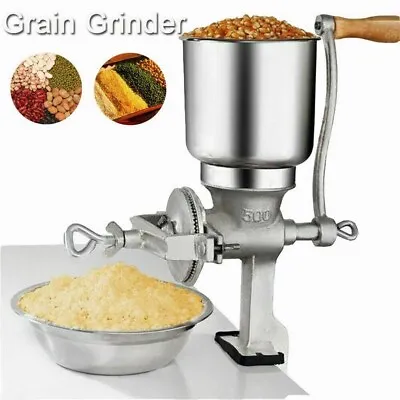 New Corn Mill Grinder Manual Wheat Grain Big Hopper Grinder Kitchen Tool Silver • $34.40