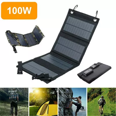 $21.99 • Buy Solar Charger Outdoor Power Bank Camping Portable Cell Phone Charging Panel