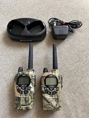 Two Midland GXT1050 Camo Two Way Radios W/Charger Base And Power Cord • $59.99