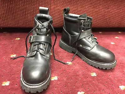 River Road Woman's Workwear Motor Lace-Up And Buckle Boot Black #146283 SZ 10    • $75