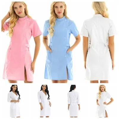 Womens Lab Coats Medical Uniform Dress Hospital Nurse Doctor Scrub Work Clothes • $17.96