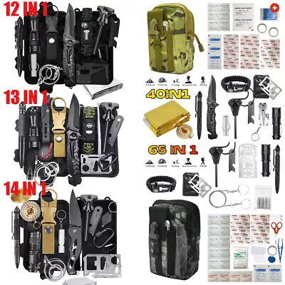 Emergency Survival Kit First Aid Military Prepper Kit Gears Tool Camping Hiking • $34.99