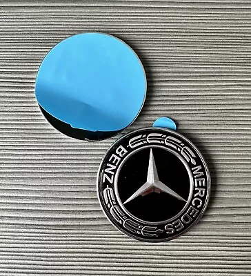 57mm Mercedes Benz Black Bonnet Badge Hood Emblem Sticker For Most GL C E S • £9.50