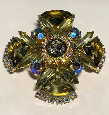 Vintage Maltese Cross Brooch/Pendant  Juliana D&E AB Triangle Cut AB Stones • $26