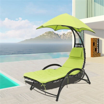 £66.93 • Buy Outdoor Garden Helicopter Hanging Swing Hammock Lounger Egg Chair Sun Green