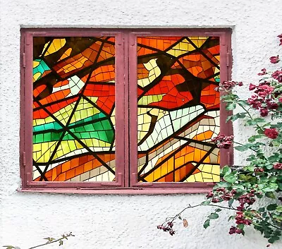 3D Red Fragment A534 Window Film Print Sticker Cling Stained Glass UV Zoe • $29.99