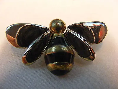 Vintage Costume Jewelry Gold And Silver Black Enamel Bumble Bee Pin • $29.99