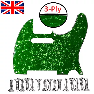 £11.29 • Buy 3-ply Tele Telecaster Scratchplate + 8 SCREWS White Pickguard Scratch Plate UK ✅