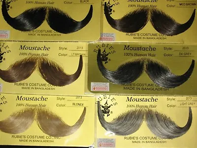 Mustaches Theatrical- 100% Human Hair Handlebar Rubies 2013 Pick Any Shade. • $13.75