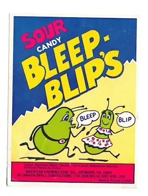 $7.99 • Buy Original Vintage Vending Machine Gumball Display Card Sour Candy Bleep-Blip's