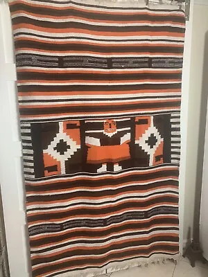 $79.90 • Buy Vintage Wool Blanket Rug Mexican Mayan Aztec Southwest Art Textile Read