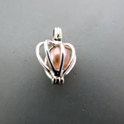 Vintage Lavender Caged Pearl Pendant 925 Silver • $27.59