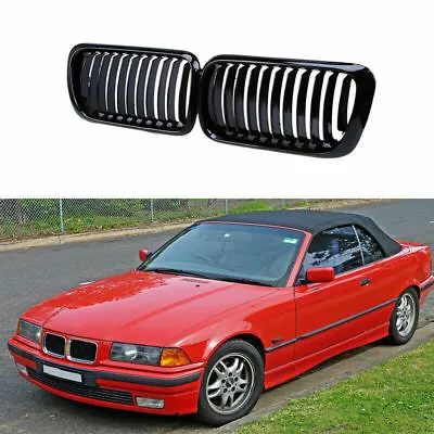 For BMW E36 3 Series E36 Sedan 1996-1998 Gloss Black Front Kidney Grille Grill • $25.64