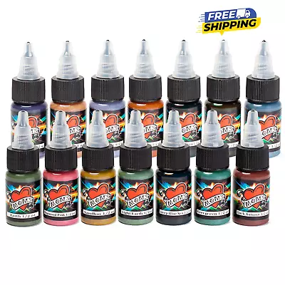 MOMs Millennium EARTHTONE Tattoo Ink Set 14 Colors   1/2 Oz PMU • $108.63