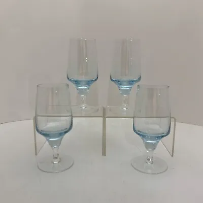 Sasaki Harmony Azure Blue Crystal Juice Glasses Vintage Stemware Japan Set Of 4 • $19.98