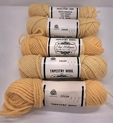 Elsa Williams Needle Art Collection 5 Skeins Tapestry Wool Yarn Beiges 40 Yds  • $9.99